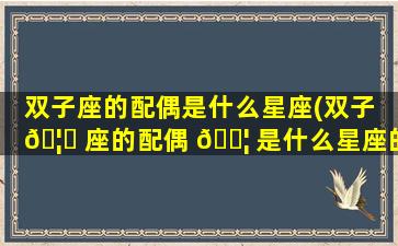 双子座的配偶是什么星座(双子 🦆 座的配偶 🐦 是什么星座的)